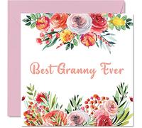 Stuff4 Tarjetas de cumpleaños para abuela, Best Granny Ever | Beautful - Tarjeta de felicitación de cumpleaños para nieta y nieto, 145 mm, para el día de la madre