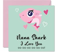 Stuff4 Tarjetas de cumpleaños para abuela, tiburón, tarjeta del día de la madre de nieta, nieto, feliz cumpleaños de bebé pequeño, 145 mm, tarjetas de felicitación divertidas