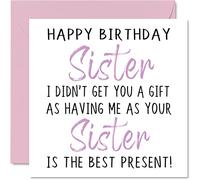 Stuff4 Tarjetas de cumpleaños para hermana de parte de hermana - Tarjeta de felicitación de 145 mm para ella