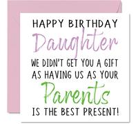 Stuff4 Tarjetas de cumpleaños para hija de padres - Tarjeta de cumpleaños de papá mamá groseras de 145 mm para ella