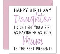 Stuff4 Tarjetas de cumpleaños para hija de parte de mamá - Tarjeta de felicitación de broma de 145 mm para ella