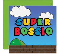 Stuff4 Tarjetas de cumpleaños para jefe, Super Bossio, divertida tarjeta de feliz cumpleaños para jefe de empleado, jefe de feliz cumpleaños, tarjetas de felicitación de jefe de 145 mm x 145 mm