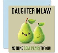 Stuff4 Tarjetas de cumpleaños para nuera - Nothing Com-Pears - Tarjeta de feliz cumpleaños para nuera de parte de mamá y suegro, 145 mm