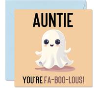 Stuff4 Tarjetas de cumpleaños para tía - Fa-Boo-Lous - divertida tarjeta de cumpleaños para tía de sobrino y sobrina, 145 mm