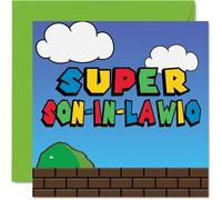 Stuff4 Tarjetas de cumpleaños para yerno - Super Son-in-Lawio - Divertida tarjeta de feliz cumpleaños para hijo de suegro, 145 mm tarjetas de felicitación para jugadores de videojuegos