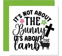 Stuff4 Tarjetas de Pascua religiosas - Not the Bunny It's About The Cordero - Tarjeta de Pascua para amigos, Biblia, regalos cristianos de 145 mm