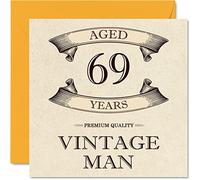 Stuff4 Tarjetas vintage de 69 cumpleaños para hombres, 69 años, divertida tarjeta de cumpleaños para abuelo, papá, marido, novio, tío, hermano, abuelo, tarjetas de felicitación de 145 mm, tarjeta 69