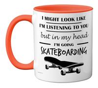 Stuff4 Taza con diseño de skateboarding Gifts con texto en inglés "In My Head", regalo divertido para los amantes del monopatín, hombres y mujeres, 325 ml, de cerámica prémium, aptas para lavavajillas