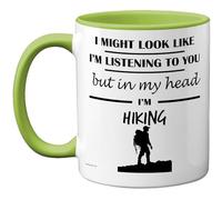 Stuff4 Taza con texto en inglés "In My Head", regalo divertido para los amantes del senderismo, hombres y mujeres, taza de cerámica de alta calidad de 325 ml, apta para lavavajillas, taza novedosa