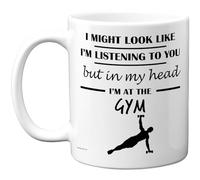 Stuff4 Taza de cerámica con asa blanca apta para lavavajillas, regalo divertido para amantes del gimnasio, hombres y mujeres, taza novedosa de 325 ml