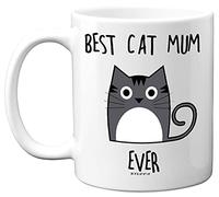 Stuff4 Taza de cerámica de 325 ml, apta para lavavajillas, regalos de gato para mujeres, bonitos regalos para amantes, mujer, dama loca