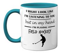 Stuff4 Taza de cerámica de alta calidad con mango azul claro, regalo divertido para los amantes del hockey sobre césped, regalos de hockey sobre césped - Taza de cerámica de alta calidad de 325 ml
