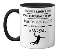 Stuff4 Taza de Handball Gifts con texto en inglés "In My Head", regalo divertido para los amantes del balonmano, hombres y mujeres, taza de cerámica de alta calidad, apta para lavavajillas, mango