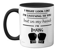 Stuff4 Taza de regalo de boxeo, regalo divertido para los amantes del boxeo, hombres y mujeres, taza de cerámica de alta calidad, apta para lavavajillas, mango negro, taza novedosa