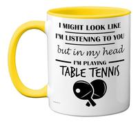 Stuff4 Taza de tenis de mesa con texto en inglés "In My Head", regalo divertido para los amantes de los tenis de mesa, hombres y mujeres, taza de cerámica de alta calidad, apta para lavavajillas