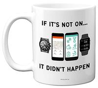 Stuff4 Taza para ciclistas/corredores - If It's Not On, It Didn't Happen - divertida taza de ciclismo, regalo para corredores, taza novedosa para correr, regalo para ciclistas, regalos de triatlón,