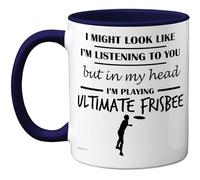 Stuff4 Ultimate Frisbee Gifts - Taza con texto en inglés "In My Head", regalo divertido para los amantes del frisbee, hombres y mujeres, tazas de cerámica de alta calidad de 325 ml, aptas para