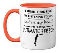 Stuff4 Ultimate Frisbee Gifts - Taza con texto en inglés "In My Head", regalo divertido para los amantes del frisbee, hombres y mujeres, tazas de cerámica de alta calidad, aptas para lavavajillas