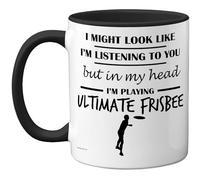 Stuff4 Ultimate Frisbee Gifts - Taza con texto en inglés "In My Head", regalo divertido para los amantes del frisbee, hombres y mujeres, tazas de cerámica de alta calidad de 325 ml, aptas para
