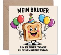 Stuff4 Verspielte Geburtstagskarte für Bruder - Humorvoller Geburtstagsgruß - Fröhliches Toastbrot mit Luftballons - 145 mm Quadratisch, Umschlag Inklusive