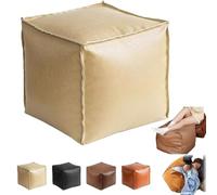 Stuffable Cushion Bag,16 Inch Floor Footrest Cushion Storage Solution,Faux Leather Pouf Cover,Cube Footrest Unstuffed for Home Decor Living Room,Bedroom,Store Idle Clothes, Dolls, Blankets (White)