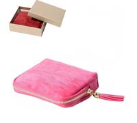 Stuffdatas /Gettoreach Travel Jewelry Case, Stuffdatas Jewelry Storage Bag with Tassel Zipper, Five Compartments, Anti-Scratch Compact Storage Bag, Soft Portable, for Travel Everyday (Light red)