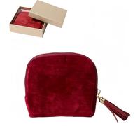 Stuffdatas /Gettoreach Travel Jewelry Case, Stuffdatas Jewelry Storage Bag with Tassel Zipper, Five Compartments, Anti-Scratch Compact Storage Bag, Soft Portable, for Travel Everyday (Deep Red)