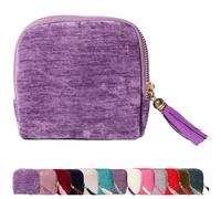 Stuffdatas Travel Jewelry Case, Gettoreach Portable Foldable Box Mini Jewelry Travel Bag, Travels Jewelrys Case with Tassel Zipper Design, for Earrings Necklaces Rings Bracelets (Light Purple)