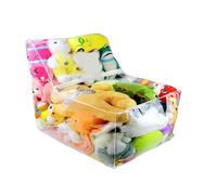 Stuffed Animal Bean Bag Design Transparente, muy gran capacidad impermeable con cremallera, organizador con cremallera para rincón dormitorio, guardería, salón clase