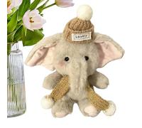 Stuffed Animal - Plush, 5.11in Gray Doll Soft & Cute Design | Hat & Scarf Outfit Adorable Elephant Companion, Elephant Plush Toy For Bedroom Decor, Sofa Display, Bedside Use, Car Decoration, Gifting