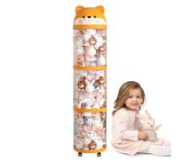 Stuffed Animal Storage - Large Capacity Organizer, Clear Tube Container, Durable Wheels, Lightweight Build, Space Saving Design | Plush Holder for Nursery Bedroom Playroom Playroom Kids Room Cute