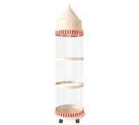 Stuffed Animal Storage Tube, Transparent Doll Display Holder, Beige Color, Aesthetic Vertical Container, Space-Saving Design, Dustproof Castle Organizer for Nursery Bedroom Playroom