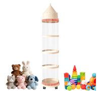 Stuffed Animal Storage Tube, Transparent Dustproof Toy Organizer, Aesthetic Castle Design, Space Saving Doll Storage for Living Room, Bedroom, Nursery, Balcony, Garage, Playroom, Dorm Use