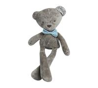 Stuffed Bear Plush, Soft Cartoon Hugging Doll, Pillow with Bow Design, Plush and PP Cotton Material, Perfect for Kids and Gift Occasions, Blue Red Gray, Single Unit