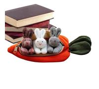 Stuffed Bunny with Carrot - Plush 19x5x5cm | Plush Toy, Bunny Bag | Easter Carrot Plushs Bag with 3 Bunnys Dolls Zipper Design For Kids, Home Decor, Travel, Holiday Party, Gift Giving