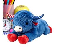 Stuffed Cow Plush | 10 Inch Realistic Cute Room Decor | Red Blue Cow Plush