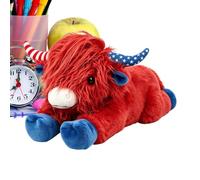 Stuffed Cow Plush | 10 Inch Realistic Cute Room Decor | Red Blue Cow Plush