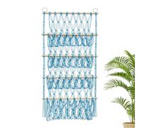Stuffed Toy Net | 4 Layers Wll Mounted Stuffed Animal Holder | Boho Plush Storage, Height Adjustable Macrame Toy Net, Wall Mounted Holder for Wall, Nursery, Playroom