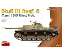 Stug III Ausf. G March 1943 Alkett Prod. Tank 1:72 Plástico Modelo Kit Miniart