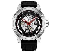 Stuhrling Original Reloj automático para hombre de acero inoxidable con correa de goma, 50 mm, plateado, Reloj automático, mecánico