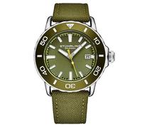 Stuhrling Original Reloj Voyager para hombre, correa de nailon, resistente al agua, cuarzo, 44 mm, Verde