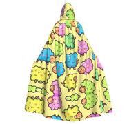 stujvc Capa larga con capucha con patrón de dibujos animados de ovejas coloridas, capa de disfraz de cosplay de Halloween, bata con capucha de longitud unisex