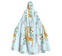 stujvc Linda capa larga con capucha de flores de jirafa, capa de disfraz de Halloween, capa con capucha de longitud unisex