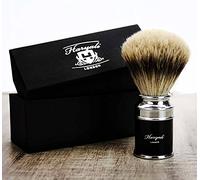Stunning Black Handle & Plata Punta un pelo de tejón Discreta Brocha de Afeitar. Brocha de Afeitar de lujo - perfecto para casa o Viajes - debe ser para hombre Grooming Juego disponible.