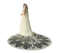 Stunning Cathedral Length Bridal Veil in White Cream with Hair Comb - Elegant Wedding Accessories for Brides