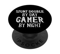 Stunt Double by Day Gamer by Night Movie Effect Stunt Double PopSockets PopGrip Adhesivo
