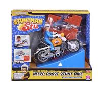 Stuntman Stu Nitro Boost Stunt Bike Rev y zoom bicicleta de cuerda con rampa de lanzamiento y rampa de salto y juguetes de pared para romper juguetes de acrobacias