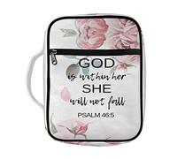 STUOARTE Funda de la Biblia con versículos de flores, Dios está dentro de ella, ella no caerá, funda de la Biblia con almacenamiento de las Escrituras, bolsa de iglesia para mujeres y niñas, bolsa