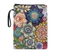 STUOARTE Funda de libro con diseño de mandala bohemio para niños y adultos, funda de libro con cremallera, funda de libro con cremallera, funda de libro, regalos de nerd, 11.4 x 8.7 pulgadas, tela