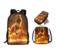 STUOARTE Juego de mochila para niños, adolescentes, niños y niñas, juego de mochila escolar de 3 piezas con lonchera y bolsa para bolígrafos, mochila para estudiantes, Dinosaurio 3D - Amarillo, Talla